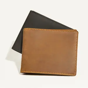 2023 USD Crazy Horse Leather Men's Wallet Horizontal Genuine Leather Wallet Top Layer Cowhide Men's Bag