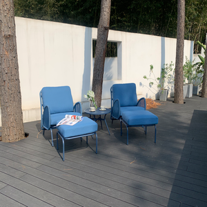Superventas moderno marco de aluminio azul Patio jardín cinco piezas <span class=keywords><strong>Bristo</strong></span> conjunto combinación cuerda salón silla sofá muebles de exterior - Product Image 5