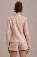 Ensemble de deux pièces pour femmes, veste à manches longues en tweed texturé à paillettes, short taille haute, tenue de créateur, fabricant OEM