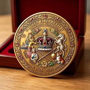 Pièce commémorative du 100e anniversaire de la reine <span class=keywords><strong>Elizabeth</strong></span> <span class=keywords><strong>II</strong></span> 1926-2026, pièce souvenir royale britannique avec couronne et Corgi, cadeau de collection - Product Image 2
