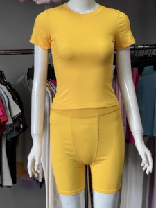 Maglietta estiva a coste in maglia verde menta a maniche corte e Shorts 2 due pezzi da salotto Dupe Set completo <span class=keywords><strong>abbigliamento</strong></span> da <span class=keywords><strong>donna</strong></span> - Product Image 5