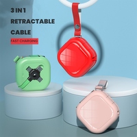 Cable USB tipo C portátil con logotipo OEM, Cable DE DATOS DE cargador rápido 3 en 1 5A con soporte retráctil múltiple creativo para ordenador