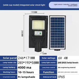 Kinh Tế 600W LED năng lượng mặt trời ánh sáng đường phố 16h Độ sáng cao 12000lm IP65 từ xa + cảm biến chuyển động ánh sáng đường với bảo hành 3 năm - Product Image 6