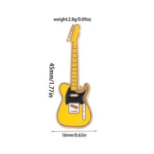 Vintage métal émail guitare <span class=keywords><strong>broche</strong></span> hommes femmes Instrument de musique guitare électrique Badges broches mode personnalité enfants - Product Image 5