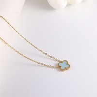 Chaîne de clavicule en or 18 carats, trèfle à quatre feuilles double face en nacre, best-seller transfrontalier, tendance pour femme