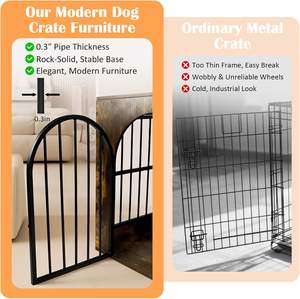 Cage pour animaux de compagnie en bois, petite et moyenne, mobilier pour chien, bois lourd, métal, maison pour chien, décoration de la maison, prévention des morsures, anti-évasion - Product Image 4