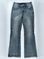 OEM ODM Vintage Taille haute Coupe large Coupe bootcut Coupe classique Bleu clair Poches utilitaires respirantes Streetwear Y2K Femme