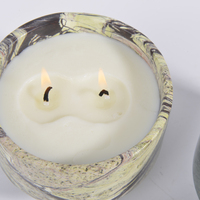 Bol en marbre travertin rond de luxe pour la décoration de la maison, porte-bougie, sept bougies colorées uniques avec couvercle