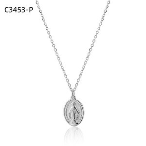 Collar con Colgante Religioso Amy, Plata 925 con Baño de Rodio, Medalla Católica, Joyería para Uso Diario de Mujer, Cadena de Caja C3453 - Product Image 1