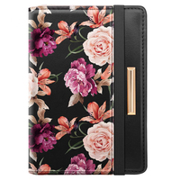 Porte-passeport de voyage avec Logo personnalisé, couverture de porte-passeport avec fleurs mignonnes en or Rose avec bande élastique pour femmes
