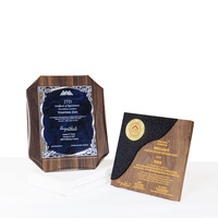Plaque de récompense en bois vierge sur mesure avec autocollant métallique or/argent pour cérémonie de remise des prix gouvernementaux - Vente en gros