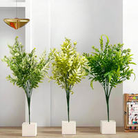 En gros, Feuilles de PE mélangées, Feuilles d'arbre en fer souple, Décoration végétale, Herbe aquatique pastorale à tige unique tricolore, Décoration intérieure, Produit transfrontalier