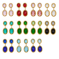 Boucles d'oreilles pendantes ZSZL Mystique en acier inoxydable plaqué or avec pierre en verre, design simple et élégant pour femmes