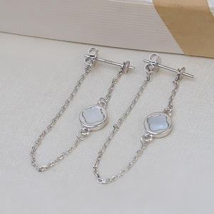 DIY Accessories S925 Silver Ear Nails Lucky Grass Shell <b>Earrings</b> Tassel One 2 Wear 6-10 Pearl Empty Stand <b>Fine</b> <b>Dangle</b> <b>Earrings</b> - Product Image 2