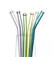 Ensemble de pailles à boire en verre transparent réutilisables et écologiques de haute qualité