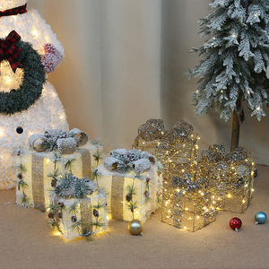 <b>Christmas</b> Light Up Three Piece Gift <b>Box</b> Display Rectangle Decor For <b>Christmas</b> <b>Tree</b> And Scene Setup - Product Image 1