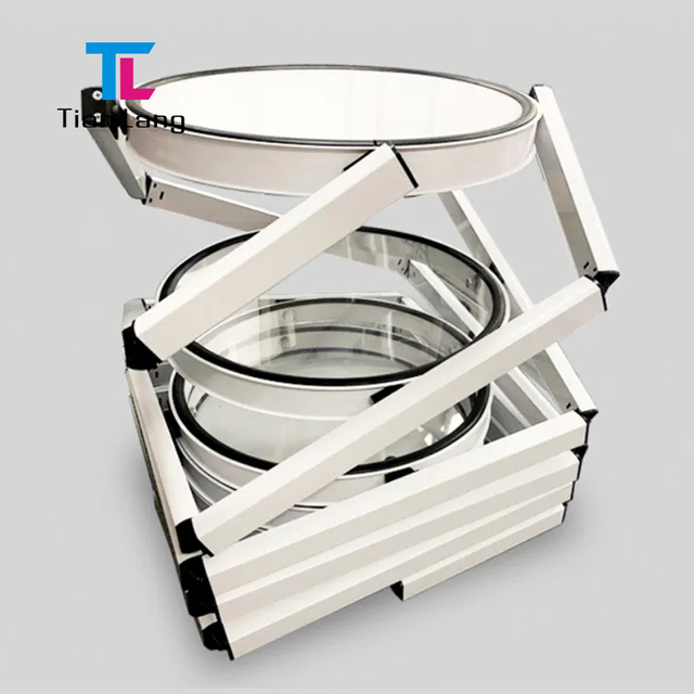 TianLang Twist Tower Pop up Counter Acrylic Display Showcase with LED Light 50cm*206cm Model TL-PLF-120