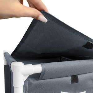 Panier à linge pliable 34x34x65 cm avec roulettes, tissu imperméable, chariot pour le linge - Product Image 3