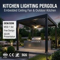 Pergola en aluminium imperméable Jiake avec toit à lames motorisées pour balcon, patio, villa, écologique, autoportante, certifiée CE