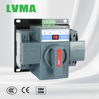 Interrupteur de transfert automatique ATS LVMA LMQ4-63M ATSE Double alimentation 63A 2P/3P/4P Mini CB Classe 230V 400V Temps de transfert <50ms CCC CE IP20