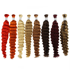 Cheveux bouclés vierges brésiliens 12A tresses boho cheveux humains vague profonde 100g Extensions pour tresser les cheveux <span class=keywords><strong>Hulk</strong></span> pas de trame vague d'eau - Product Image 2