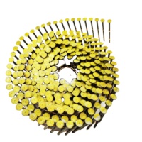Clous de toiture en spirale lisses 1-3/4" x 0,120" électrogalvanisés peints jaune classe 4, 7200 pièces/bobine, 15 fils collés