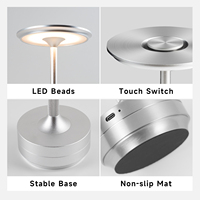 Lampe de chevet LED à intensité variable de qualité supérieure pour l'hôtellerie moderne, les salles à manger haut de gamme, les chambres d'hôtel, les cadeaux de luxe, lampe de table miniature rechargeable