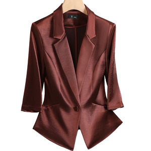 Women's Acetate Satin Blazer Set Solid Color Lightweight Suit Dress General Slim Fit Spring 2026 - Product Image 5