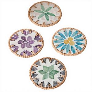 Sous-verres et assiettes de présentation classiques en céramique motif Asia Zen, nacre, artisanat vietnamien, vaisselle de cuisine écologique - Product Image 1