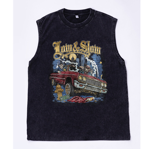 Gilet graphique oversize noir délavé motif squelette Lowrider Car Low & Slow, style streetwear West <span class=keywords><strong>Coast</strong></span> vintage Hip Hop pour homme, entrepôt US - Product Image 5