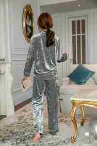 2020 nuovi arrivi pigiama invernale in velluto dorato set plus size indumenti <span class=keywords><strong>da</strong></span> <span class=keywords><strong>notte</strong></span> caldi <span class=keywords><strong>da</strong></span> <span class=keywords><strong>donna</strong></span> - Product Image 6