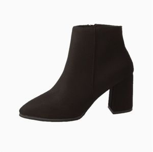 Nuovi Stivaletti Invernali da Donna in Camoscio a Punta <span class=keywords><strong>con</strong></span> Tacco Alto e Spesso, Chiusura Laterale <span class=keywords><strong>con</strong></span> <span class=keywords><strong>Cerniera</strong></span>, <span class=keywords><strong>Stivali</strong></span> alla Moda Disponibili - Product Image 5