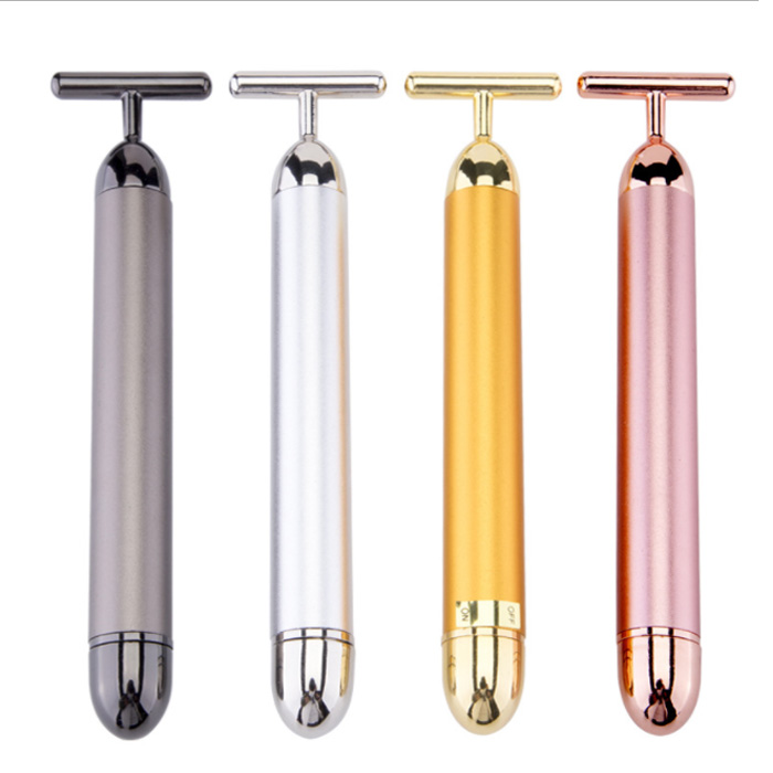 Энергия красоты Бар 24k золотой импульсный массажер для лица Т-образная Золотая палка уход за кожей лица укрепляющий крем для лица роликовый массаж