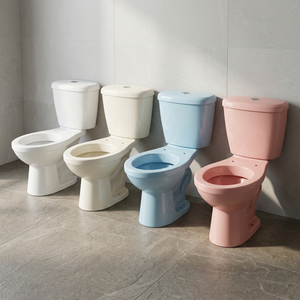 Blue Ceramic Two Piece Water Closet Dual Flush P <b>Trap</b> Floor Mounted Bathroom Commode Sanitary Ware - Product Image 5