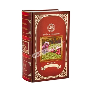 Scatola Regalo di Lusso per Tè a Forma di Libro Blu e Oro Personalizzata con Materiali Riciclati Design Asettico Stampa UV per Tè Premium - Product Image 4