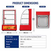 Vitrine chauffante électrique incurvée en acier inoxydable à 2 niveaux pour comptoir, idéale pour snacks, boulangeries et cafés