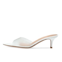 Mules transparentes en PVC à talon chaton pour femmes – Chaussures et pantoufles de créateur à bout ouvert