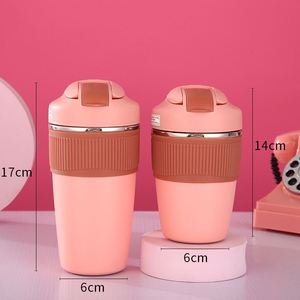 Simple and Fashionable Coffee Cup with Heat-resistant Cup Sleeve and Straw Made of Stainless Steel <b>Mug</b> - Product Image 3