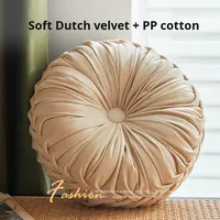 Coussin de canapé en velours hollandais fait main, plissé, en forme de roue, rembourrage en fibre de polyester