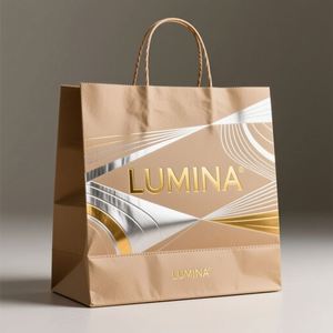Custom Gold and <b>Silver</b> Stamped Kraft Paper <b>Tote</b> <b>Bags</b>-Durable Eco-Friendly Shopping <b>Bags</b> with Handles - Product Image 2