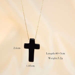 2024 <span class=keywords><strong>pas</strong></span> <span class=keywords><strong>cher</strong></span> Boho étanche Nature pierres croix pendentif colliers à la mode pierres précieuses Jade pendentifs à la main Nature pierres colliers - Product Image 5