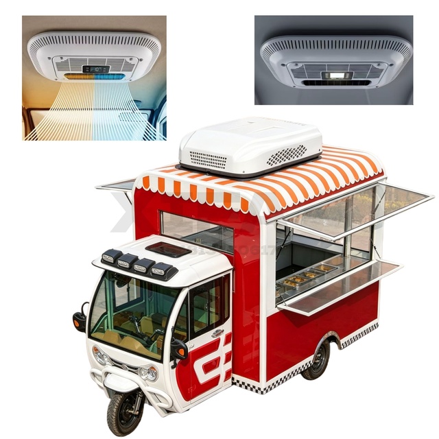 24V Cabin Parking Truck Engine Air Conditioner COP 3.0 Twin Rotor Compressor R410a 330g Refrigerant Energy Saving Camping AC