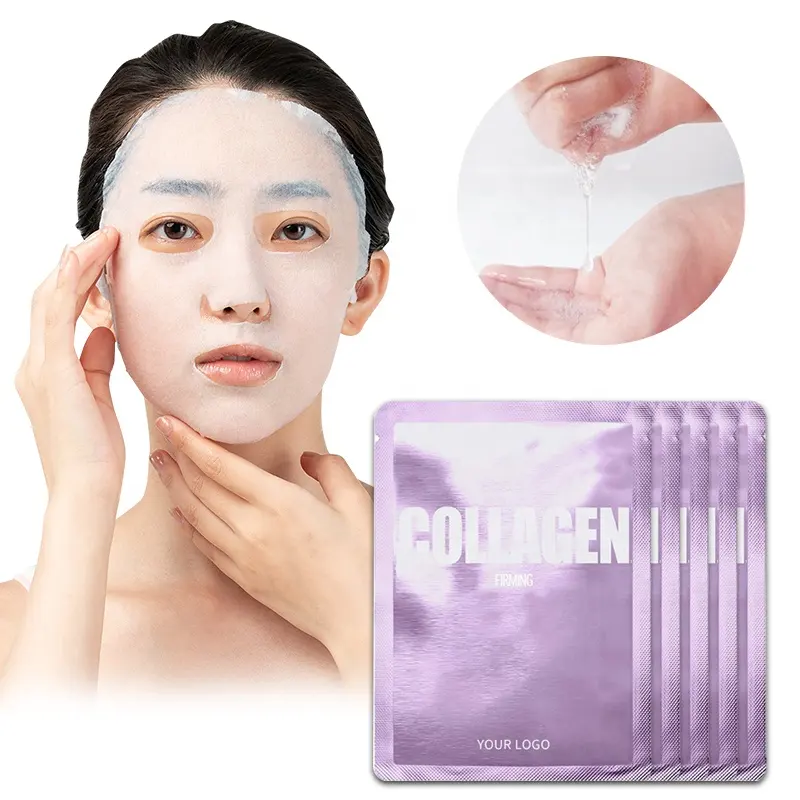 2022 yeni Anti kırışıklık karşıtı sıkılaştırıcı kollajen peptitler yüz maskesi Korean güzellik jöle maske yaprağı nemlendirici beyazlatma yüz maskesi