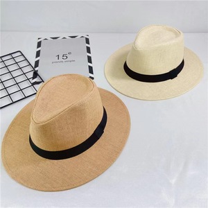 Venta al por mayor de sombreros de paja Fedora de ala ancha plana de moda de verano para hombres y mujeres para <span class=keywords><strong>playa</strong></span>, pesca, viajes, uso informal, <span class=keywords><strong>visera</strong></span> Panamá - Product Image 1