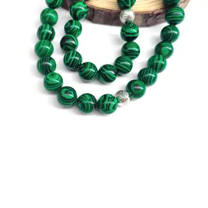 10mm Synthétique <span class=keywords><strong>Malachite</strong></span> Tasbih Allah Mohammed 33 Perles De Prière Islamique Chapelet Collier - Product Image 4