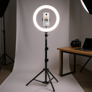 Anneau lumineux Myrva de 10 pouces avec support pour téléphone, température de couleur réglable, alimentation USB, trépied pour éclairage photo et vidéo - Product Image 2