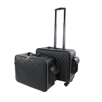 Trousse de Maquillage à Roulettes en Similicuir Matelassé, Design Tendance, Résistante à l'Eau, Grande Capacité, pour Maquilleurs Professionnels – En Stock