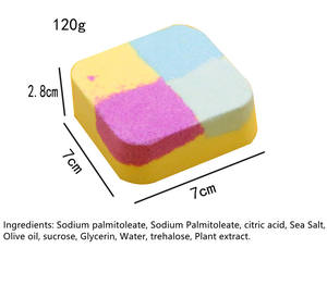 Etiquettes personnalisées OEM/ODM, 120g, munitions à bulles à détoxification carrée, fournitures de bain, balles de bain vegan naturelles - Product Image 2