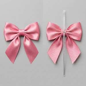 Nœuds en ruban de satin pré-noués en gros avec attache torsadée pour sacs de pâtisserie, biscuits, bonbons, emballages cadeaux de Noël et décorations de fêtes - Product Image 1