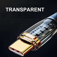Kabel Data Usb Tipe C Transparan, Kabel Pengisian Daya Cepat Usb Tipe C UNTUK Samsung 1.2M